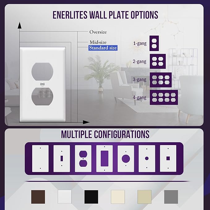 ENERLITES Duplex Wall Plates Kit, Electrical Outlet Covers, Standard Size - Image 5