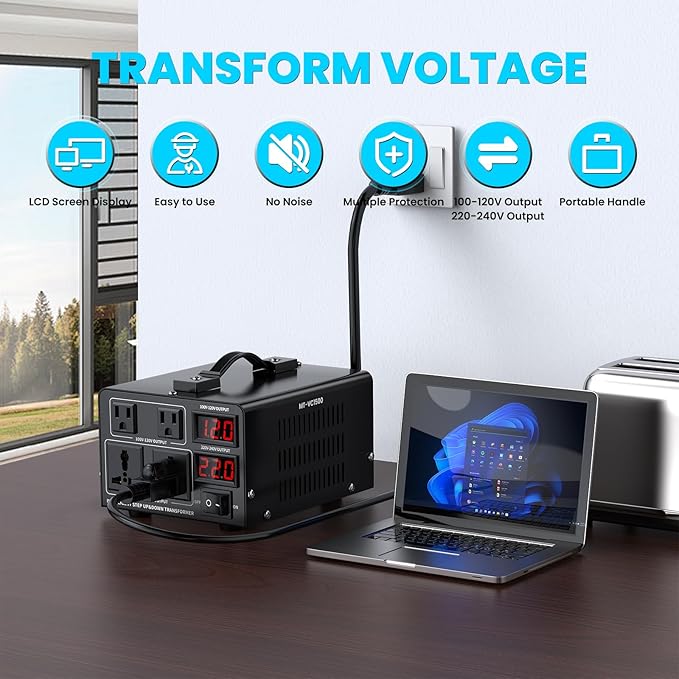 1500W Voltage Converter Transformer Step Up/Down Converter 110/120 Volt - Image 2