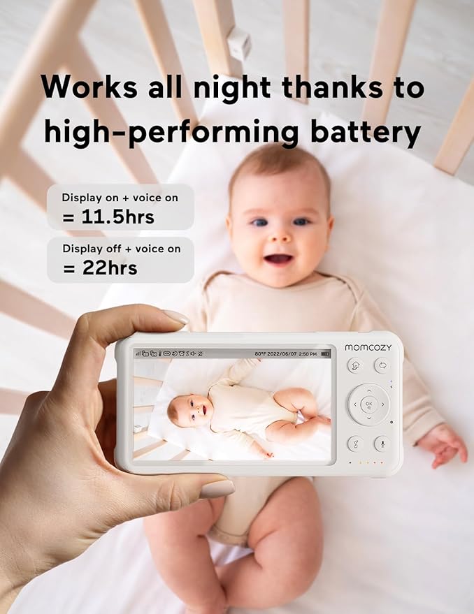 Momcozy Baby Monitor with 2 Cameras 5’’ 1080P Split Screen Video Baby Monitor - Image 6