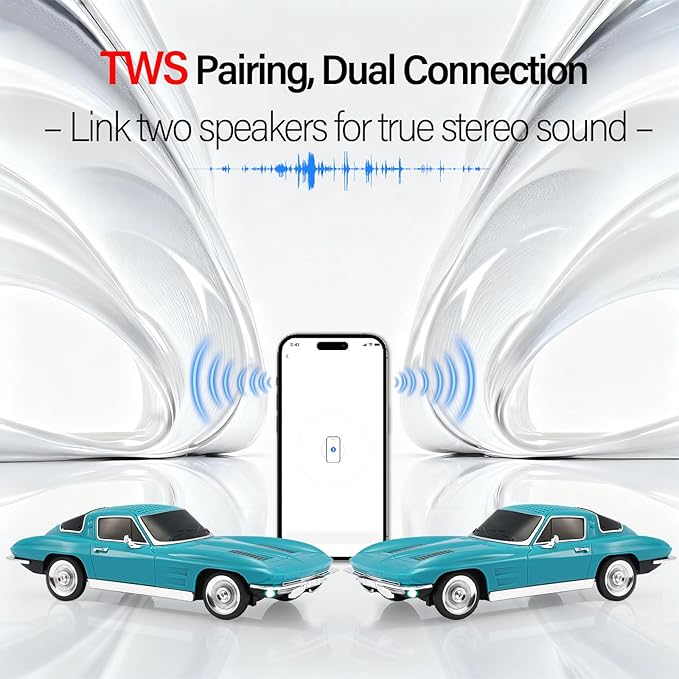 WSTER Retro American Style car Bluetooth Speaker, Portable Wireless Outdoor - Image 3