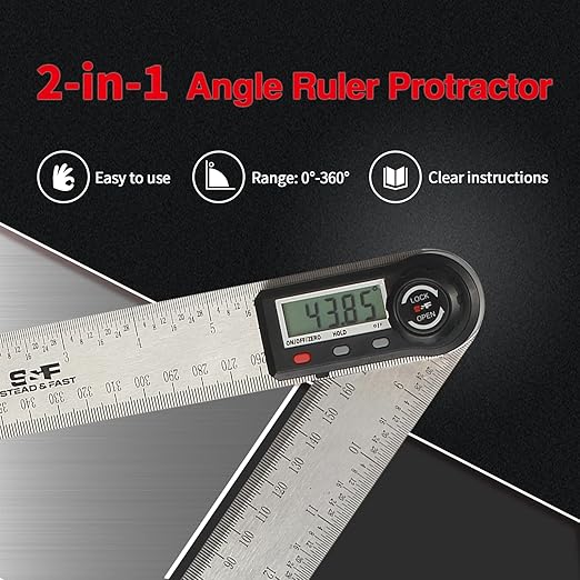 Angle Finder Tool Digital 7 Inch / 200 mm Stainless Steel DPRAF-7-B, Digital - Image 2
