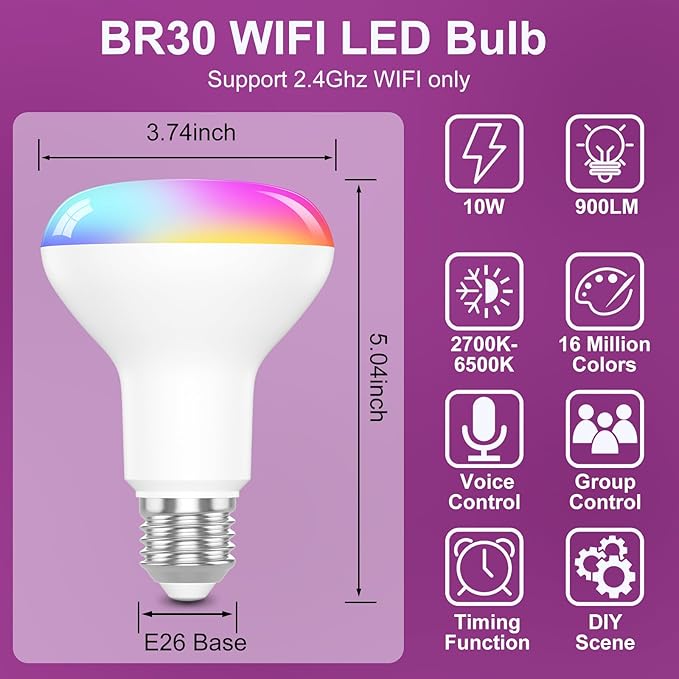 HYDONG Smart Light Bulbs，BR30 Smart Bulbs Compatible - Image 2