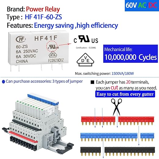 20Pcs Electromechanical Relay 6Amp Miniature Power Relay 110V-120V AC 1NO 1NC - Image 5
