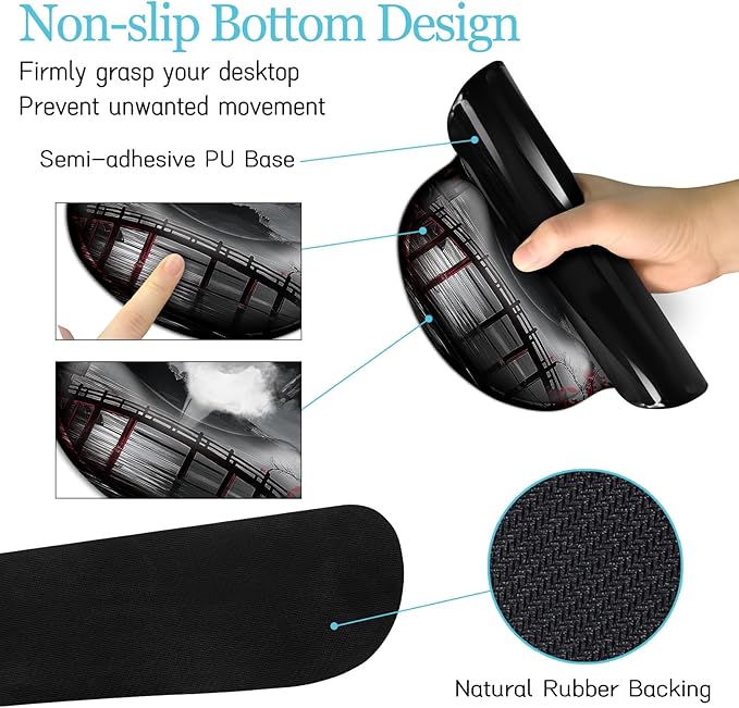 LIMKRIAN Japanese Mouse Pad Large Desk Mat Set, XXL Anime Full Moon Ergonomic - Image 5