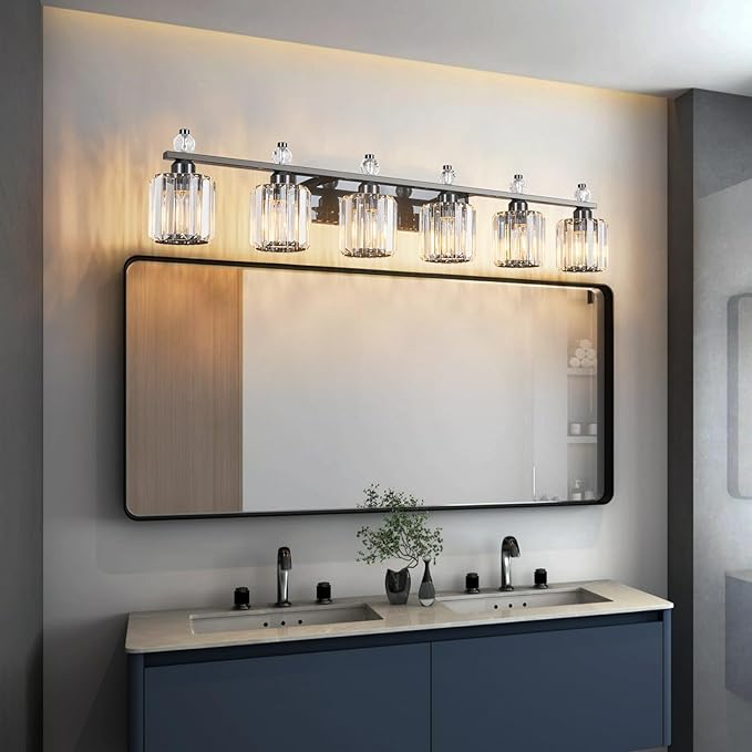 FDPBY Bathroom Vanity Lights 6-Light Plating Black Modern Crystal Vanity Light - Image 7