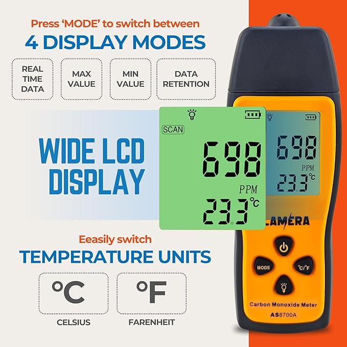Carbon Monoxide Detector – UL 2034 Certified, Easy-to-Read LCD Display - Image 5