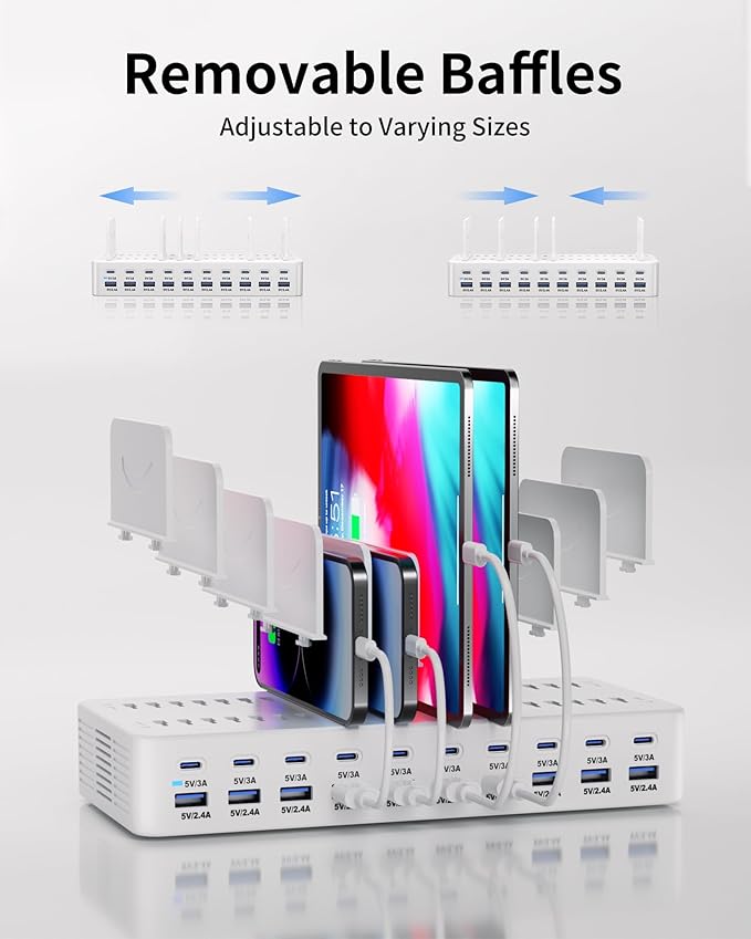 270W Charging Station for Multiple Devices, 20-Port USB Fast Charging Station - Image 5