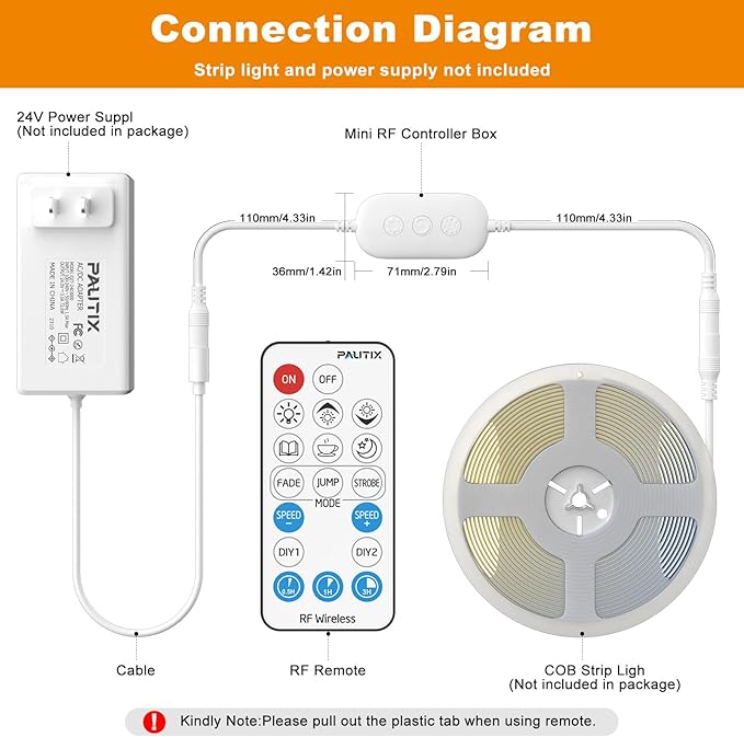 PAUTIX RF Remote Dimmer for Single Color LED Strip Lights, 18-Key Wireless - Image 5