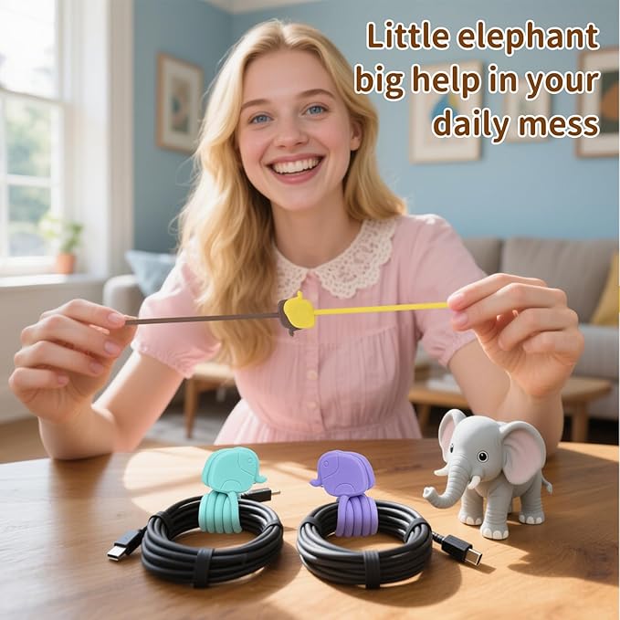 SOLIDATOR Charming Elephant Magnetic Cable Ties – 24 Pack, Reusable Silicone - Image 5