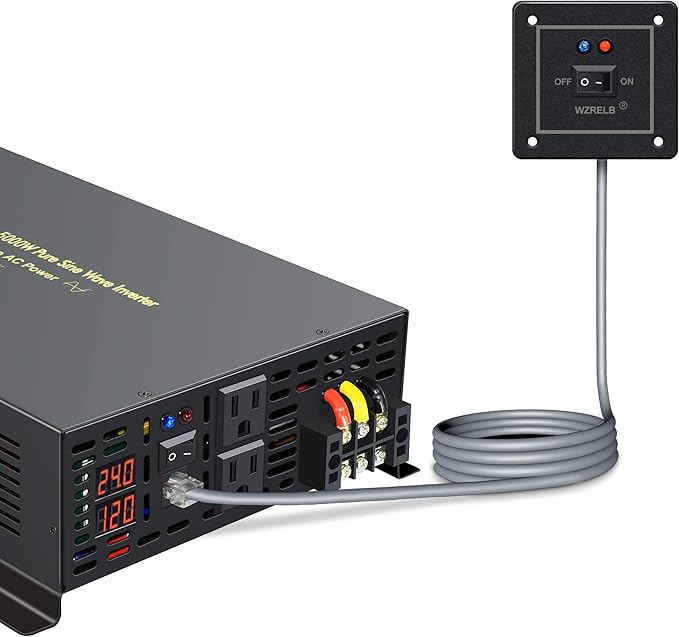 WZRELB 5000W 24VDC 120VAC Pure Sine Wave Power Inverter, 2 AC Outlets, Wired - Image 2