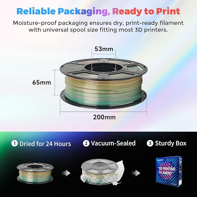 FLASHFORGE Silk PLA Filament 1.75mm, 3D Printer Filament 1kg Spool, Smooth and - Image 7
