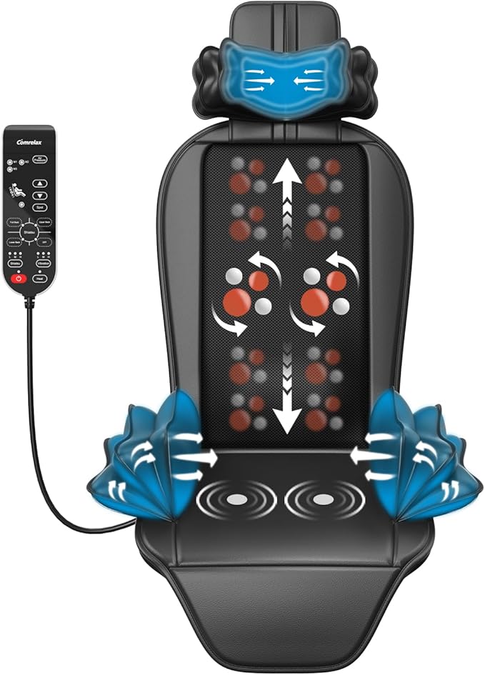 Shiatsu Massage Cushion with Heat, Kneading Massager with Vibration, Seat by COMRELAX