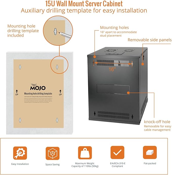 Tecmojo 15U Wall Mount Rack Network Cabinet - Image 5