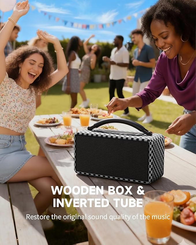 DINDIN Portable Bluetooth Speaker: 80W, 20H Playtime, Loud Wireless Wood - Image 7