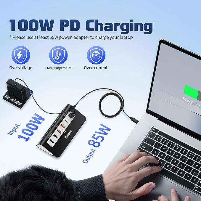 intpw P9 PRO USB C Hub 10Gbps, 9-in-1 USB C Docking Station 3.28FT - Image 6