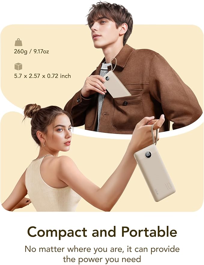VRURC Portable Charger Power Bank, 10000mAh Travel Essentials Battery Pack - Image 2