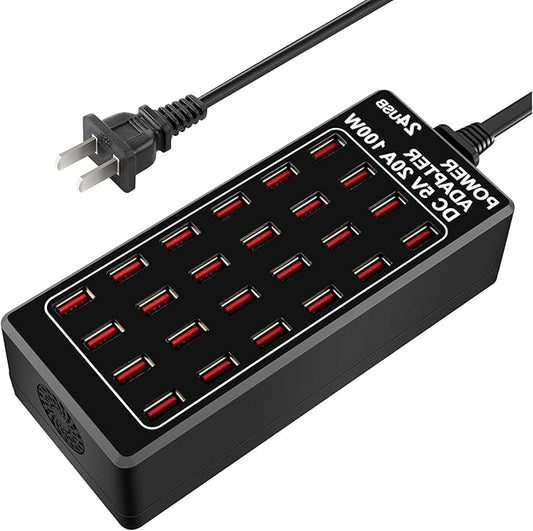 24-Port 100 watt USB Charging Station, Travel Desktop USB Rapid Charger by RUANSZZDoublesidedtape