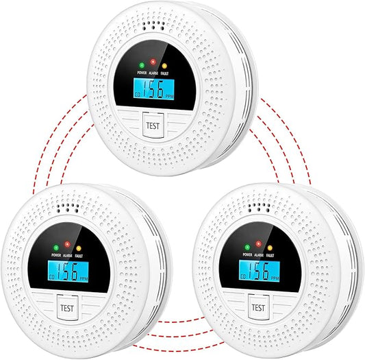 3-Pack Interconnected Smoke Detectors and Carbon Monoxide Alarm by WUZETIAN