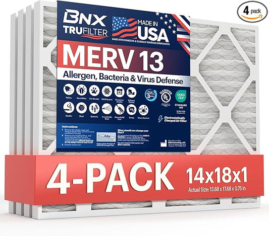BNX TruFilter 14x18x1 MERV 13 AC Furnace Air Filter by BNX