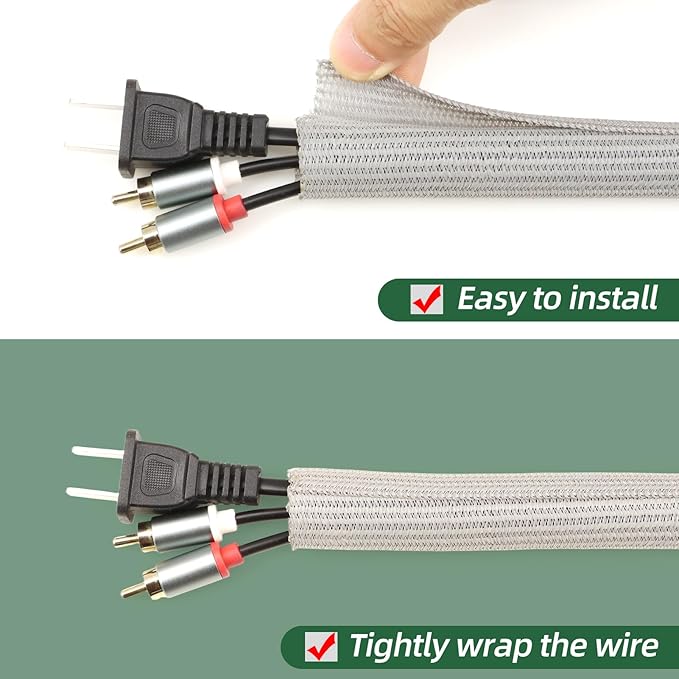 Split Wire Loom Tubing, Cable Protector Sleeve, Braided Cable Management - Image 2