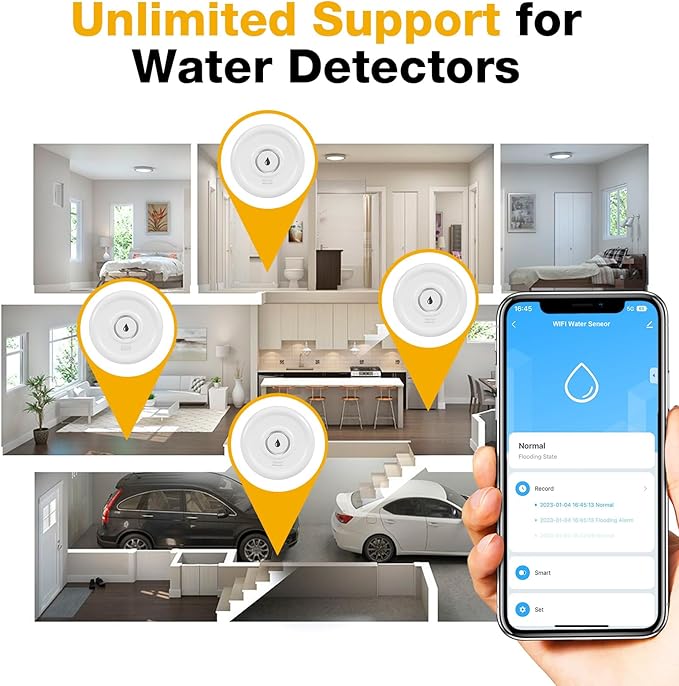 Douevo 5 Pack WiFi Water Leak Sensor, 100 dB Water Alarm Leak Detector - Image 3