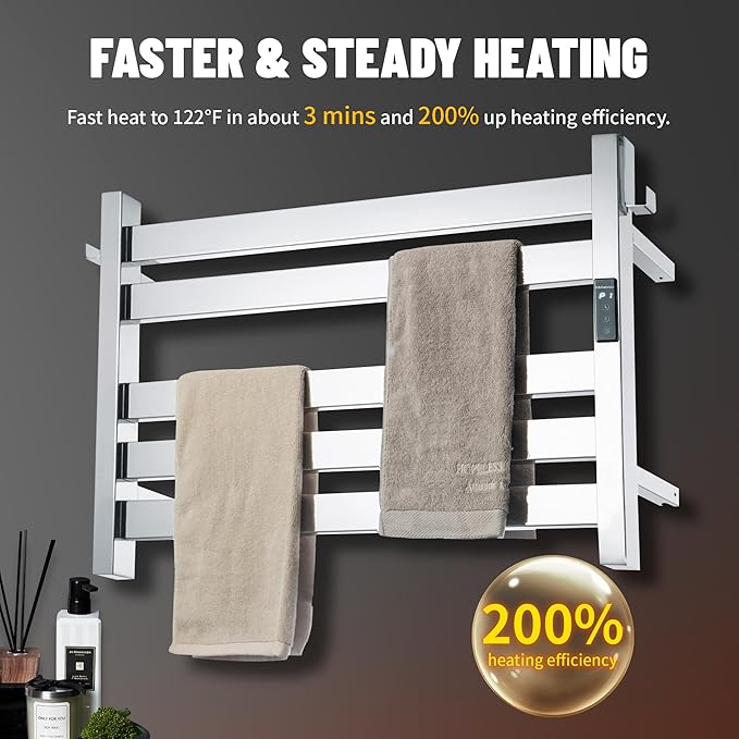 K&KALONZO Towel Warmer for Bathroom, Wall-Mounted 5-Bar Heated Towel Rack - Image 2