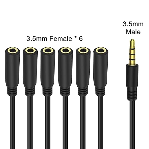 MEIRIYFA 3.5mm Splitter Cable 1 to 6 Ways, 1/8 inch 4-Pole/3-Rings TRRS 1 Male - Image 3