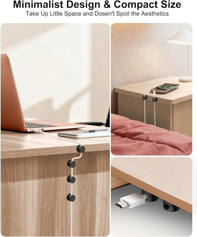 OneLeaf 8 Pack 360° Rotatable Strong Magnetic Cable Clips Cord Holder - Image 5