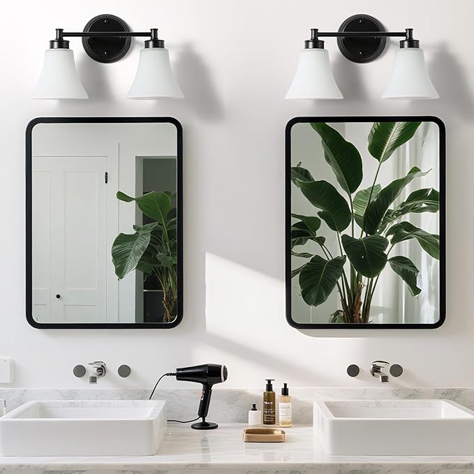 LOUSACE 2 Light Bathroom Vanity Light Matte Black Bathroom Lighting Fixtures - Image 3