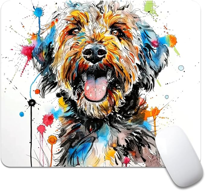 A Dog with Messy Drawings Square Mouse pad, Waterproof, Anti Slip Rubber Base by Goodsprout