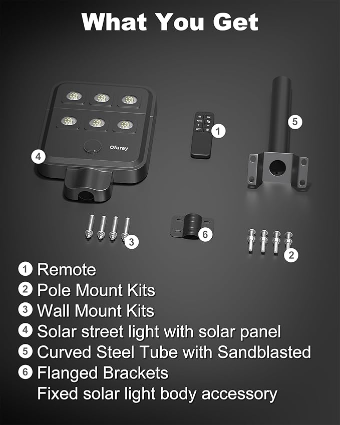 Ofuray Of-5000W Solar Street Lights Outdoor – Super Flood Lighting 60LED - Image 6