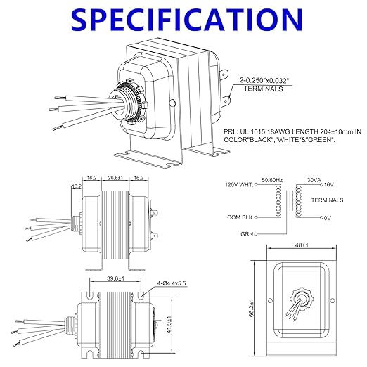 BOJACK Doorbell Transformer 16V 30VA AC Power Supply Thermostat 16 Volt 30VA - Image 5