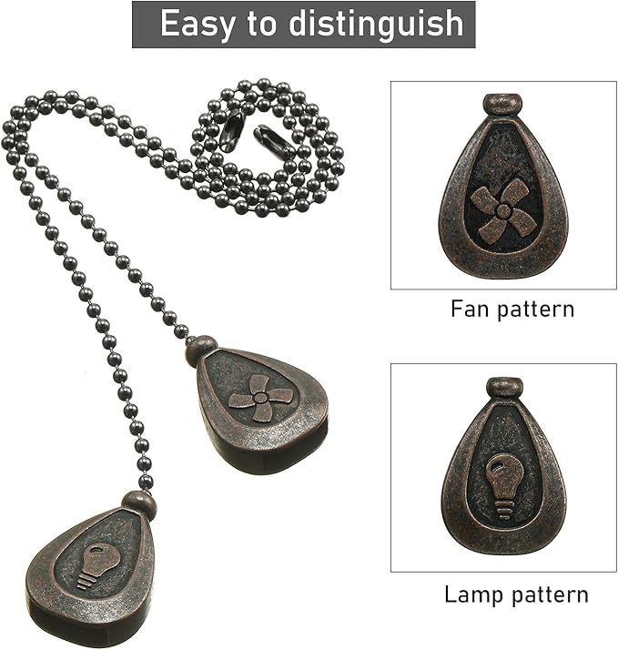 Patelai 4 Pieces Ceiling Fan Pull Chain Extender Ornament 12 Inch Ceiling Pull - Image 3