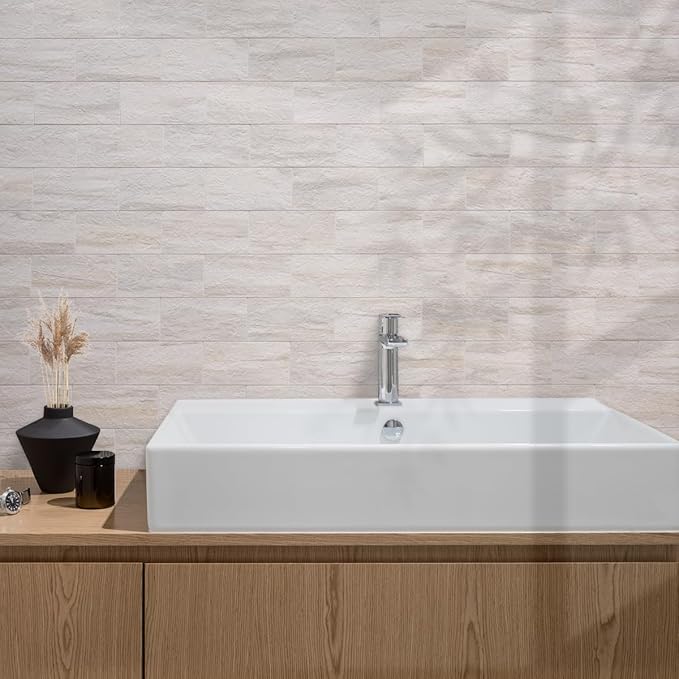 AULIGET 4-Piece Beige Slate Peel and Stick Backsplash Wall Tiles, Laundry Room - Image 6