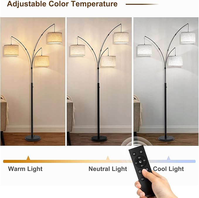 Fansdrick Floor Lamps for Living Room, 2400LM Super Bright Arc Floor Lamp - Image 6