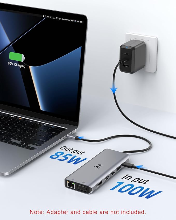 Laptop Docking Station 4 Monitors, Dual HDMI+8K DP+VGA, 100W PD, 6 USB C/A Ports - Image 5