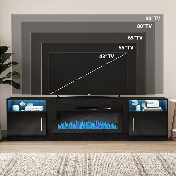 VITESSE TV Stand with 36" inch Electric Fireplace Up to 90" TVs, LED Light - Image 4