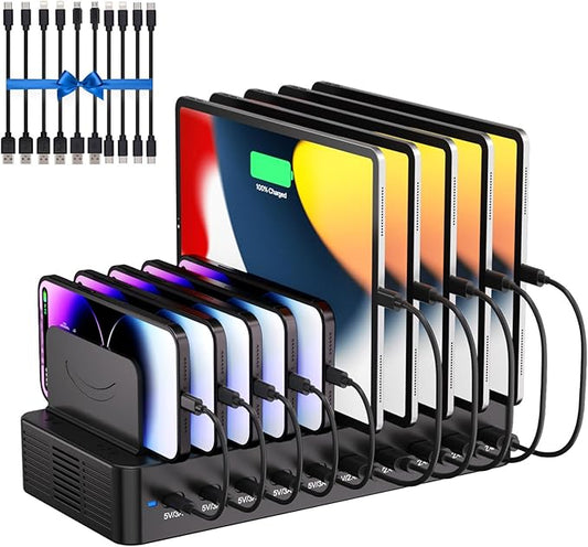 100W Charging Station for Multiple Devices, 10-Port USB Fast Charging Station by HomePage