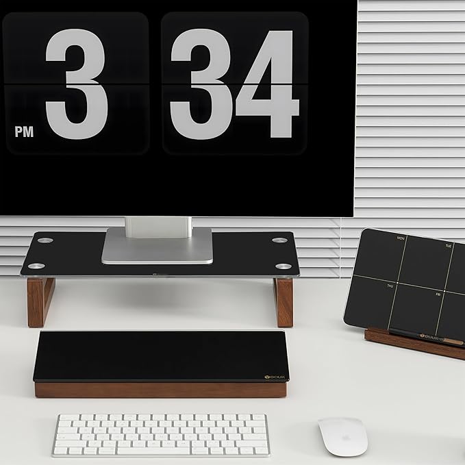 YEOUX Black Glass Computer Monitor Stand Riser - Image 7