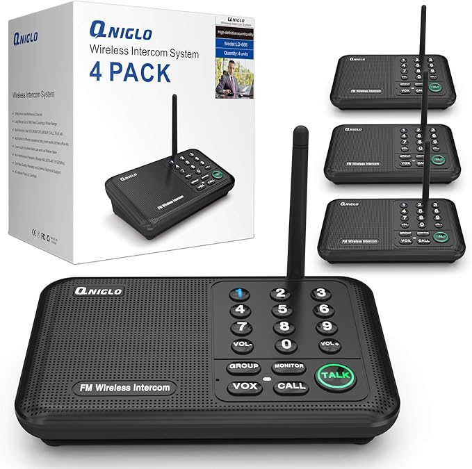 Intercoms Wireless for Home, Home Intercom System Wireless, 5280 Feet Long by QNIGLO