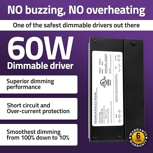 HitLights 24V 60W Dimmable LED Driver – Smooth Flicker Free Dimming – TRIAC - Image 3