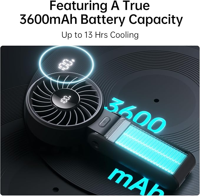 JISULIFE Handheld Fan Life7 – Ultimate Flexibility: High-Power Motor, LED - Image 4