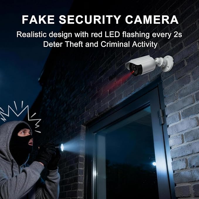 WALI Fake Dummy Camera, Solar Powered Fake Security Camera - Image 2