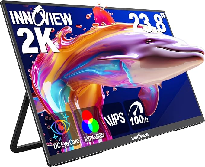 InnoView 23.8 Inch 2K 100Hz Large Portable Monitor ∆E<2 100% sRGB Fast IPS by InnoView