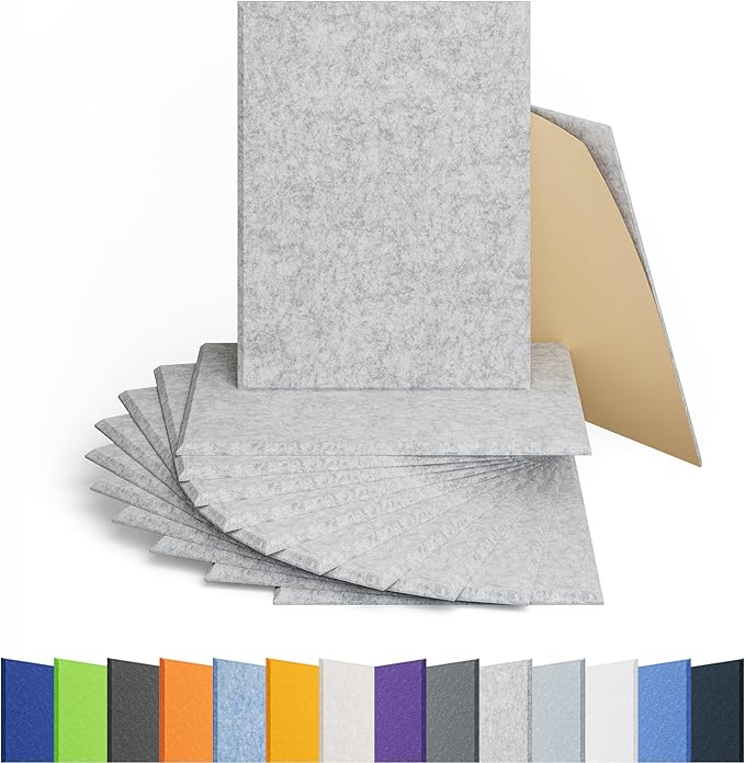 Amantech 12 Pack Acoustic Panels Self Adhesive Sound Proof Foam, High Density by Amantech
