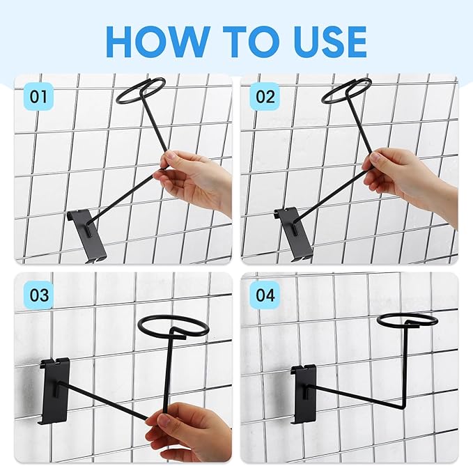 Blulu 6 Pcs Hat Displayer for Gridwall, Metal Hat Helmet Rack Retail Store - Image 5