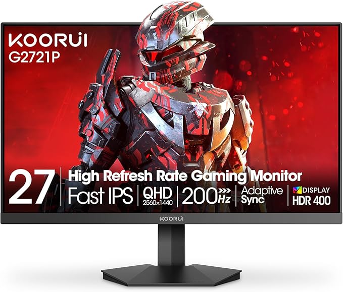 KOORUI 27" Gaming Monitor, 200Hz 1ms Fast IPS, WQHD HDR 400 Display, DCI-P3 95% by KOORUI