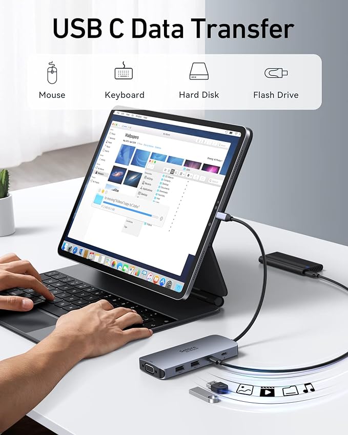 USB C Docking Station Dual HDMI Monitor Adapter, Selore USB C Hub 3 Monitors - Image 6