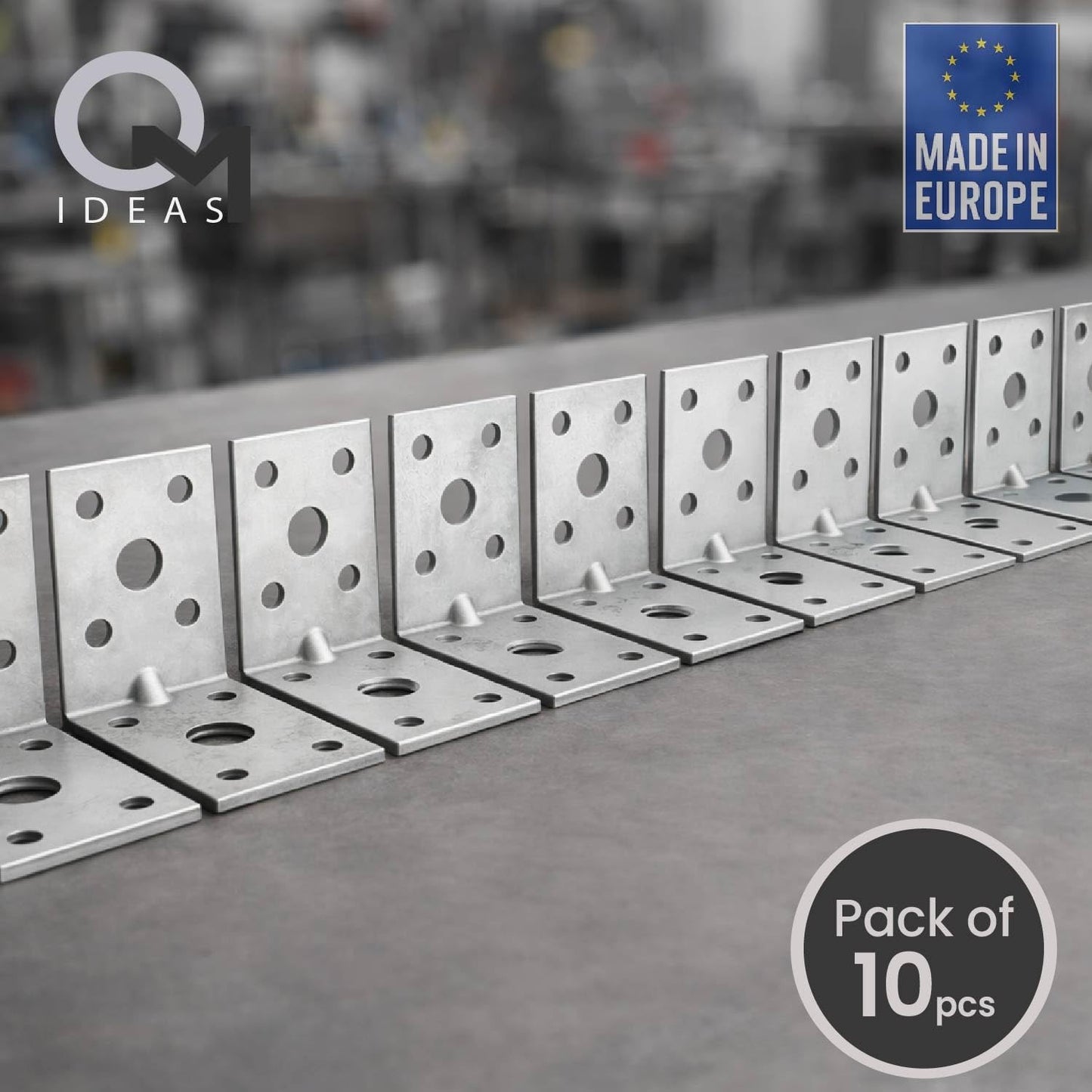 10 Pack Angle Brackets (1.97" x 1.97" x 1.38") Heavy Duty Corner Sleeper Bracket with Beading Timber Wood Metal Joining Fixing L Galvanised Steel Sheet Connector