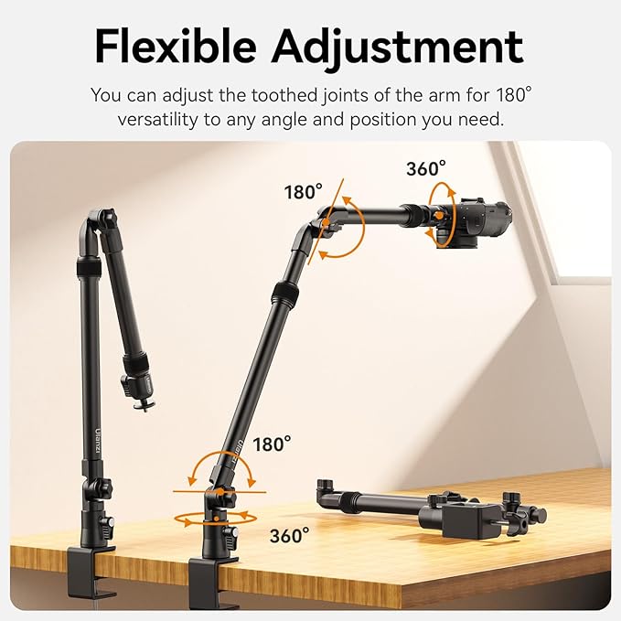 ULANZI ZJ02 Camera Desk Mount Overhead Magic Arm, 98cm/38.6inch Aluminum - Image 4